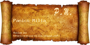 Panics Milla névjegykártya